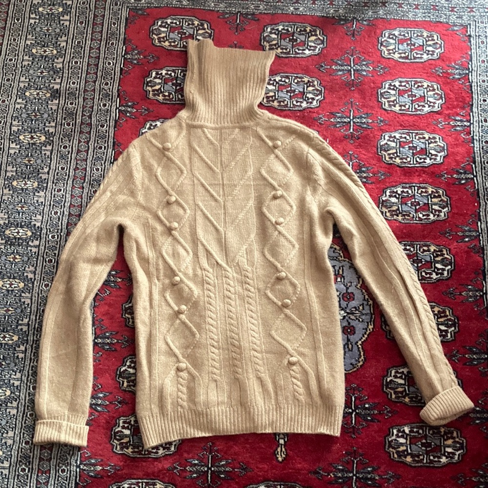 Saks Fifth Avenue Camel Turtleneck Cashmere Sweater